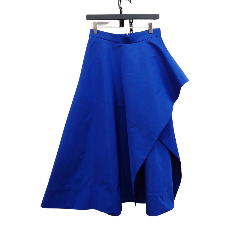 Alexander McQueen Royal Blue Asymmetric Hem High-Rise Woven Midi Skirt Size 42 - Spitalfields Crypt Trust