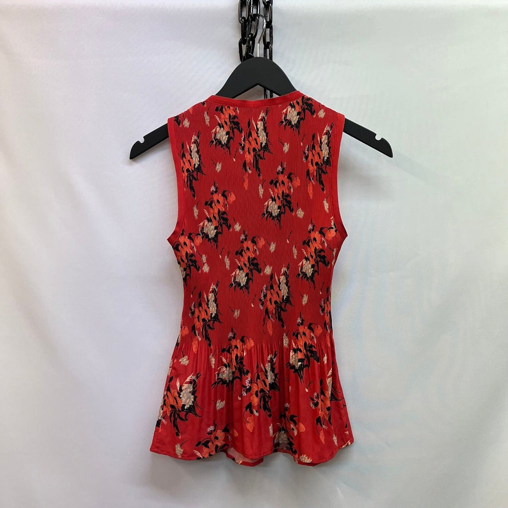 AllSaints Red, Multicoloured Floral Print Pleated Sleeveless Top Size S - Spitalfields Crypt Trust