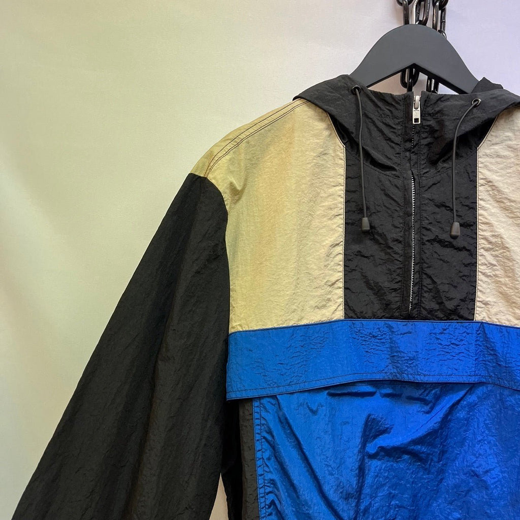 Asos Black, Blue, Beige Colour Block Windbreaker Jacket Size M - Spitalfields Crypt Trust