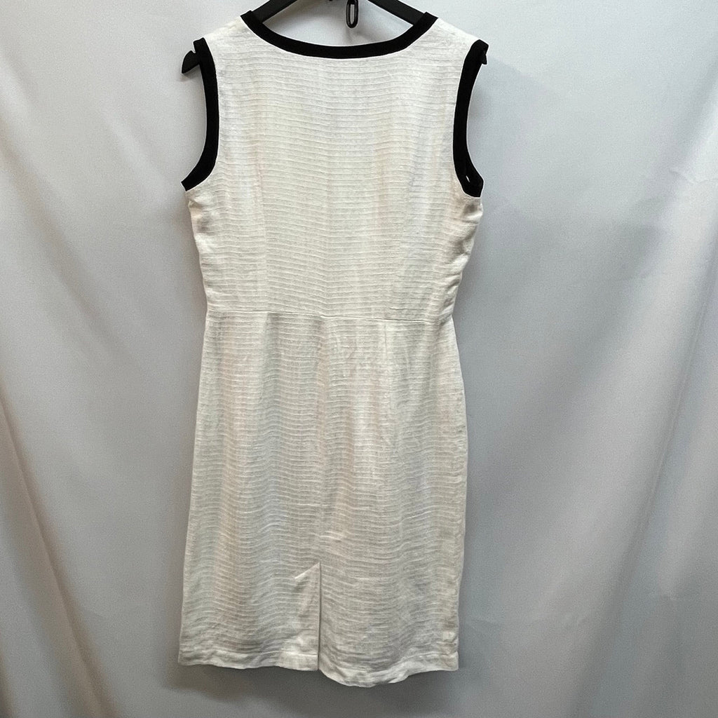 Brora White, Black Sleeveless V Neck Midi Dress Size UK 12 - Spitalfields Crypt Trust