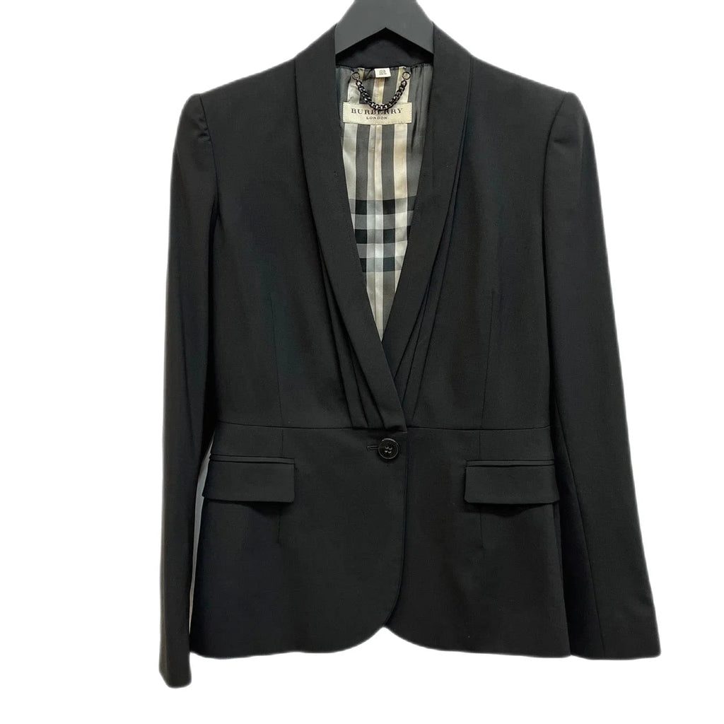 Burberry Black Single Breasted Wool Blend Blazer Size UK 10 - Spitalfields Crypt Trust