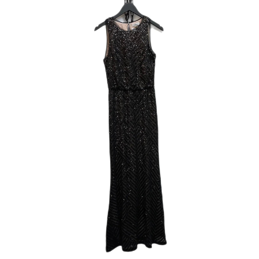 Calvin Klein Black Sequin Embroidered Full Length Gown Size 6 - Spitalfields Crypt Trust