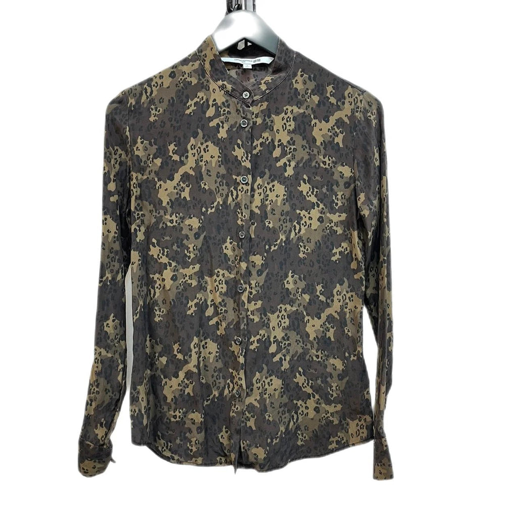 Carine Roitfeld X Uniqlo Brown Printed Silk Shirt Size S - Spitalfields Crypt Trust