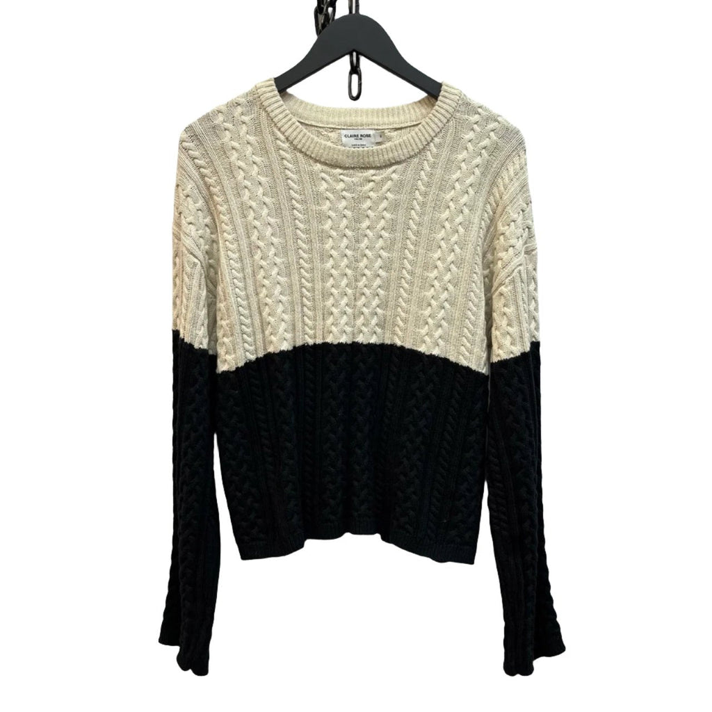 Claire Rose x Na - Kd Ivory, Black Colourblock Cable Knitted Jumper Size S - Spitalfields Crypt Trust