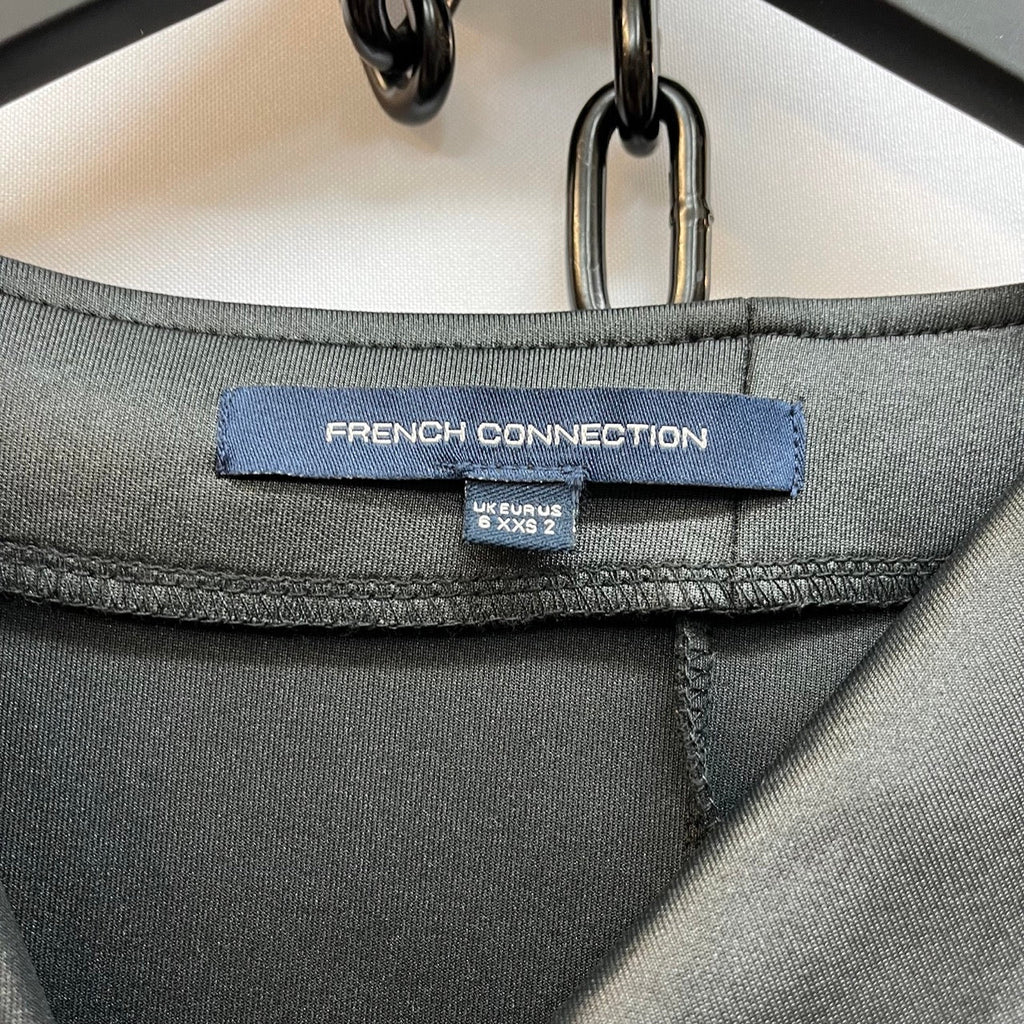 French Connection Black Tarah Coated Jersey Mini Dress Size UK 6 - Spitalfields Crypt Trust