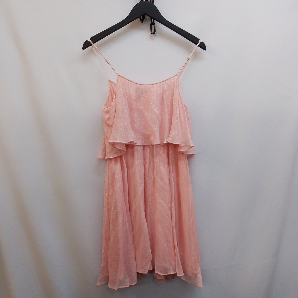Halston Heritage Blush Metallic Silk Chiffon Strappy Dress Size M - Spitalfields Crypt Trust
