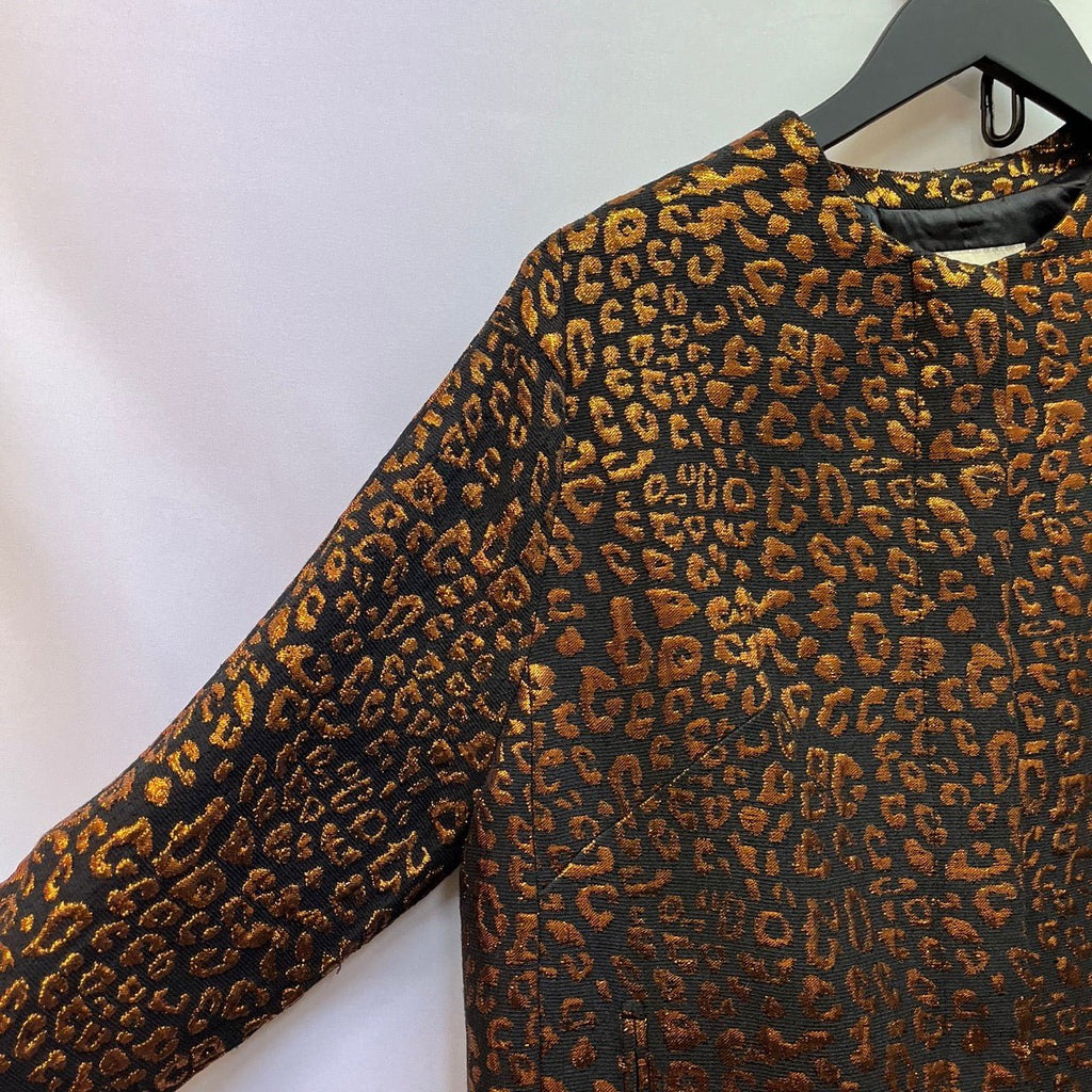 H&M Black, Copper Metallic Leopard Print Coat Size EUR 34 - Spitalfields Crypt Trust