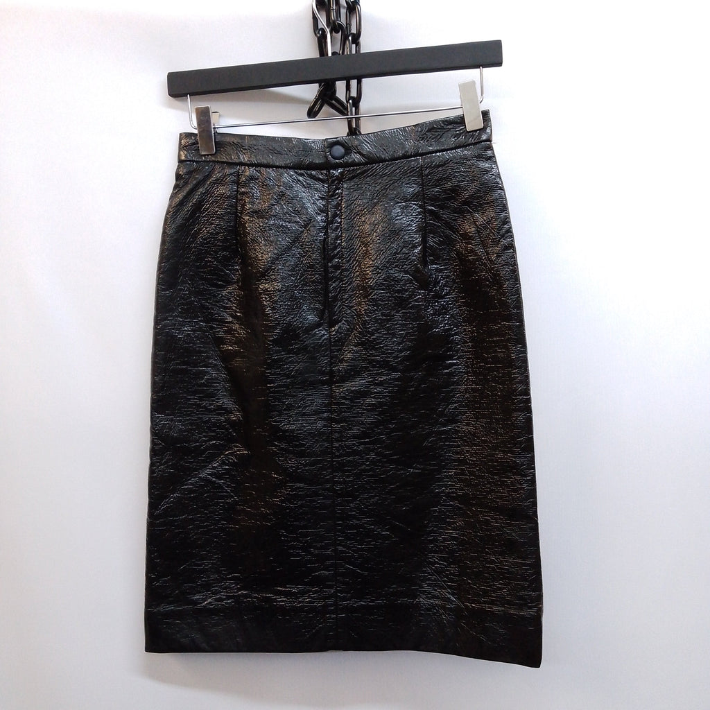 Iris & Ink Black Faux Patent Leather Pencil Skirt Size UK 6 - Spitalfields Crypt Trust