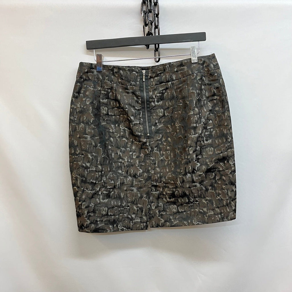 Jigsaw Black, Brown, Beige Animal Jacquard Mini Skirt Size UK 12 - Spitalfields Crypt Trust