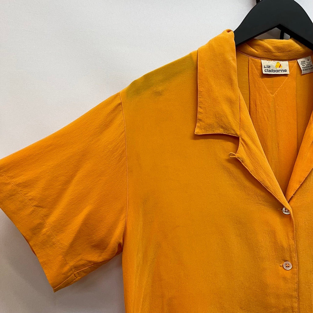 Liz Claiborne Orange Cropped Button Up Shirt Size 4 - Spitalfields Crypt Trust