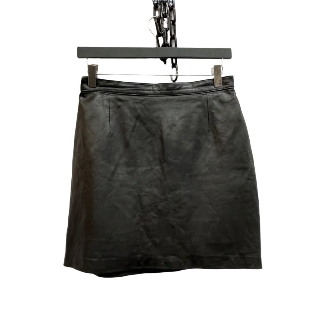 Nicole Lang Black Leather Mini Skirt Size 42 - Spitalfields Crypt Trust