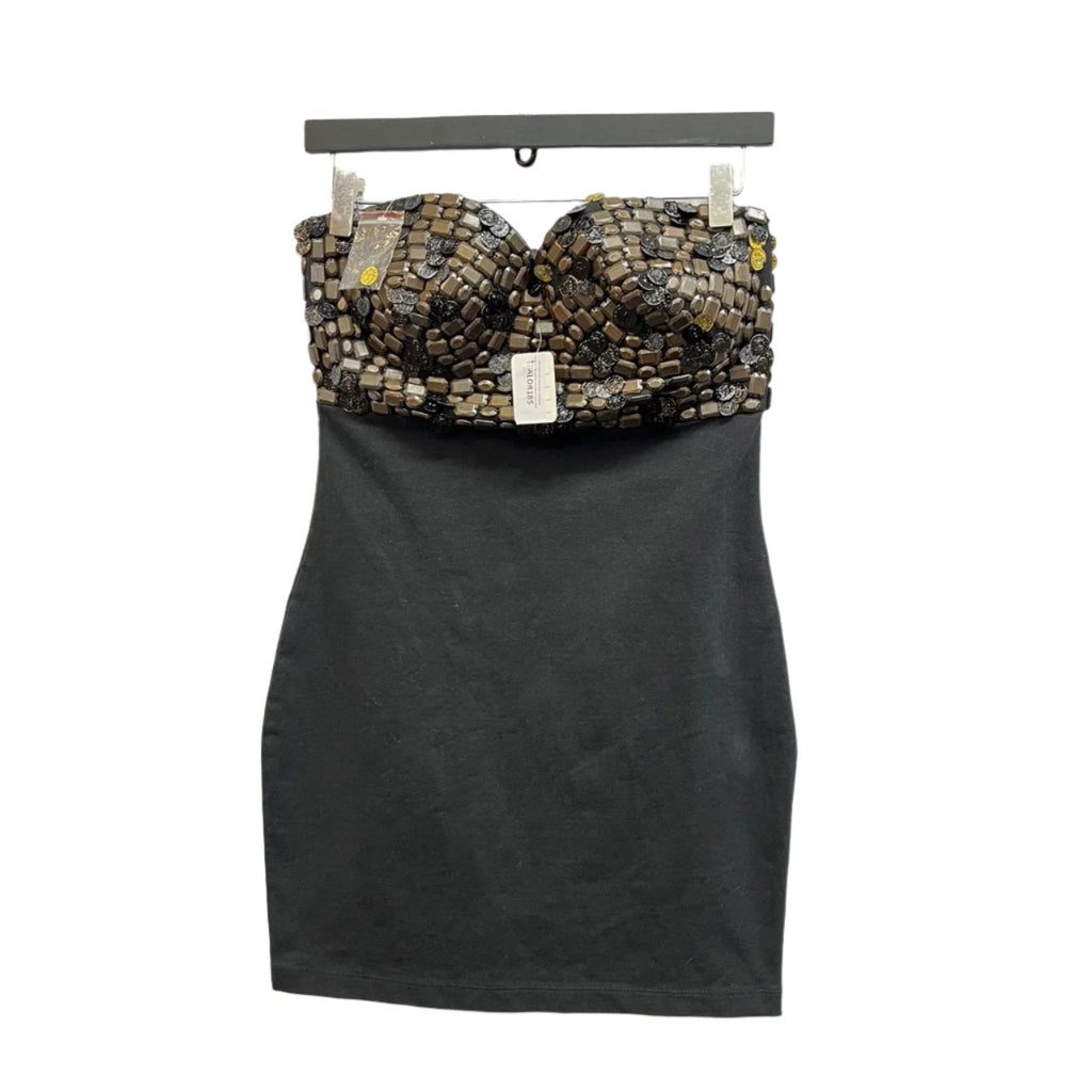 One Teaspoon Grey Sweetheart Mini Dress with Metal Bead Embellishments - Spitalfields Crypt Trust