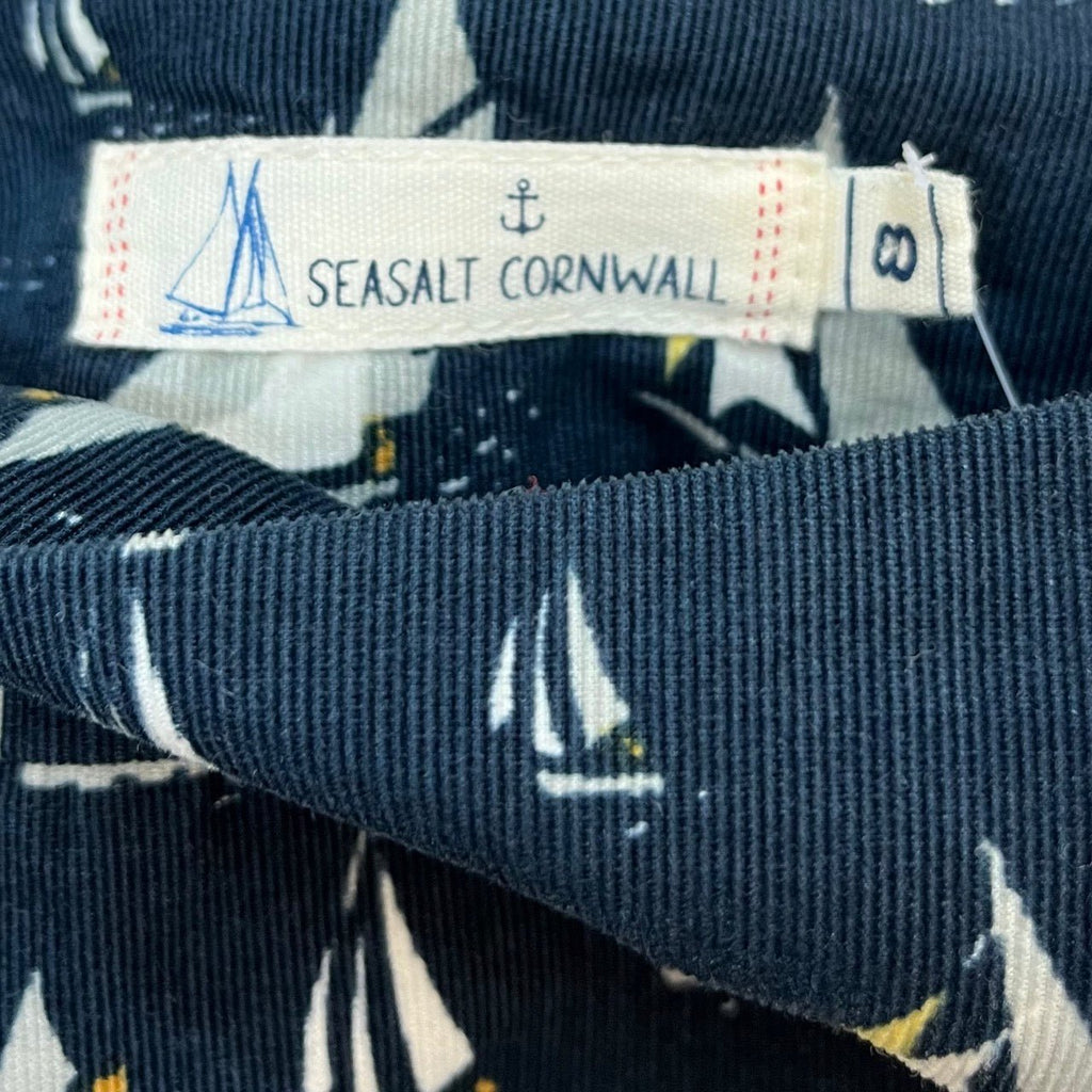Seasalt Cornwall Navy, Multicoloured Bushline Printed Corduroy Skirt Size UK 8 - Spitalfields Crypt Trust