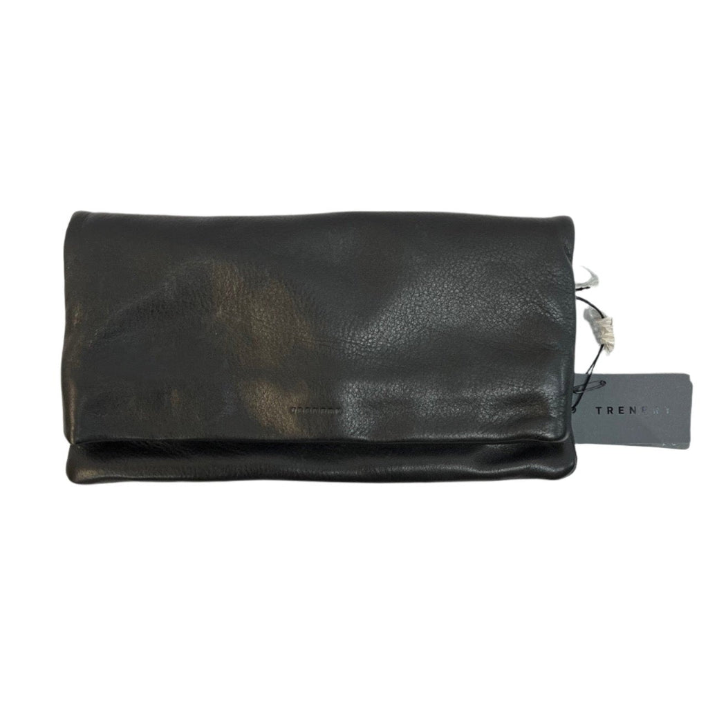 Trenery Black Leather Jemima Clutch Size H 15cm, W 27cm - Spitalfields Crypt Trust