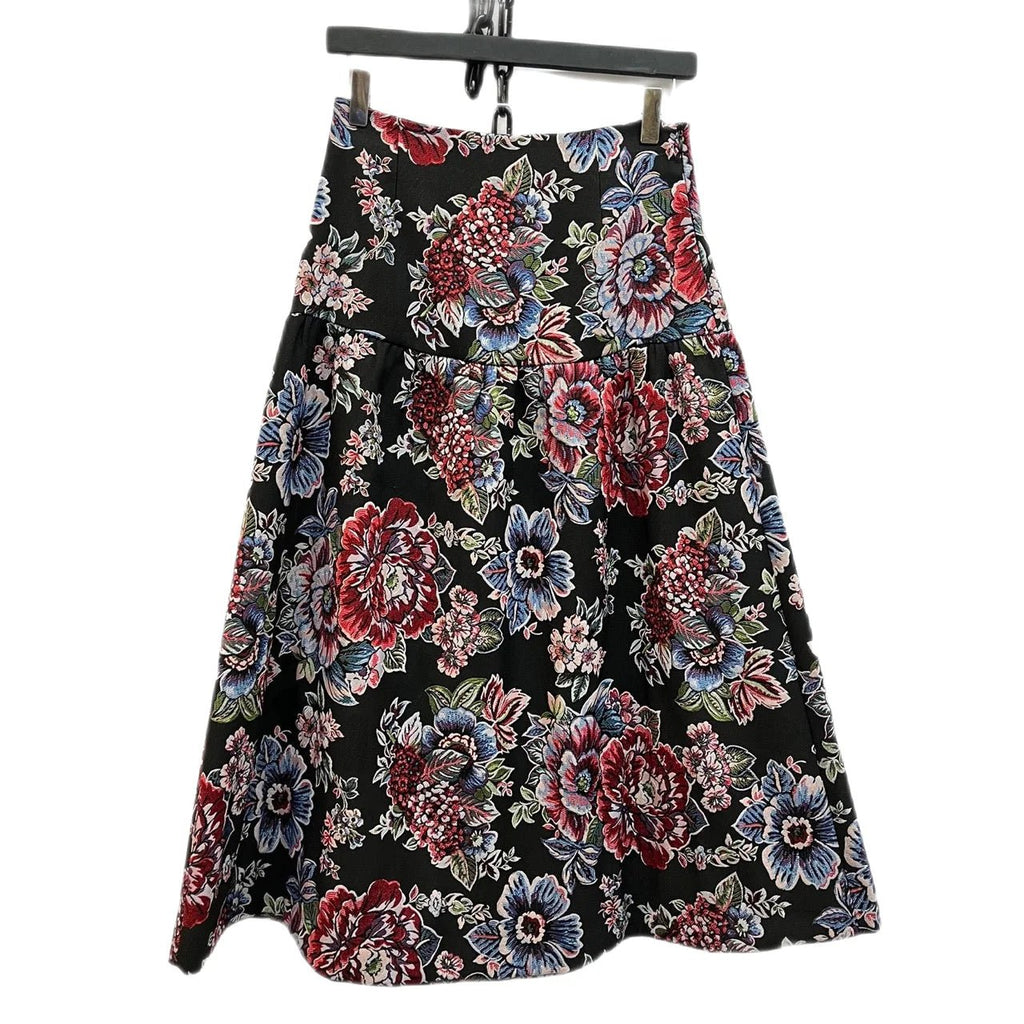 Zara Black, Multicoloured Floral Jacquard Midi Skirt Size EUR XS - Spitalfields Crypt Trust