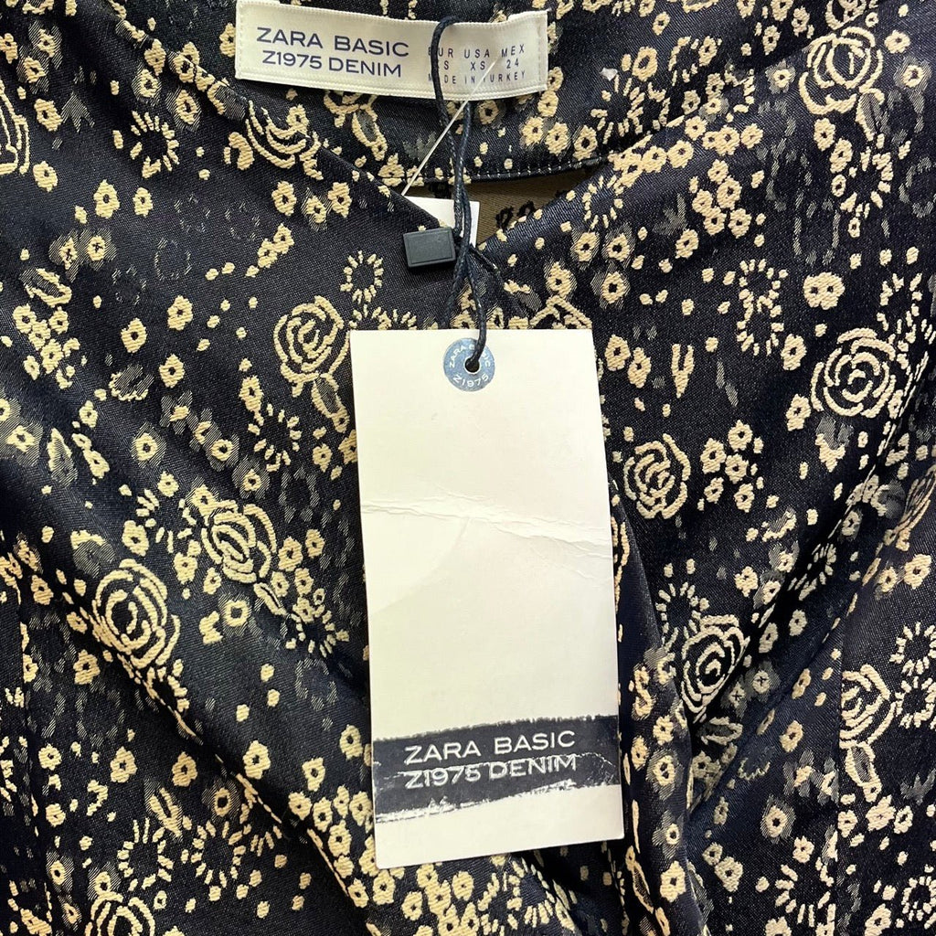 Zara Navy, Yellow Floral Print Off The Shoulder Mini Dress Size EUR XS - Spitalfields Crypt Trust