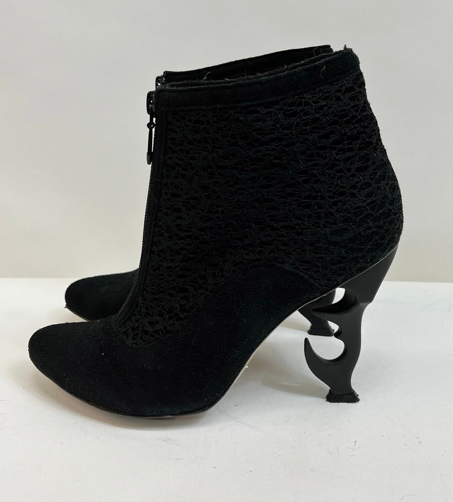 Anastasia Radevich Black Heeled Ankle Boots UK Size 4 EUR 37 - Spitalfields Crypt Trust