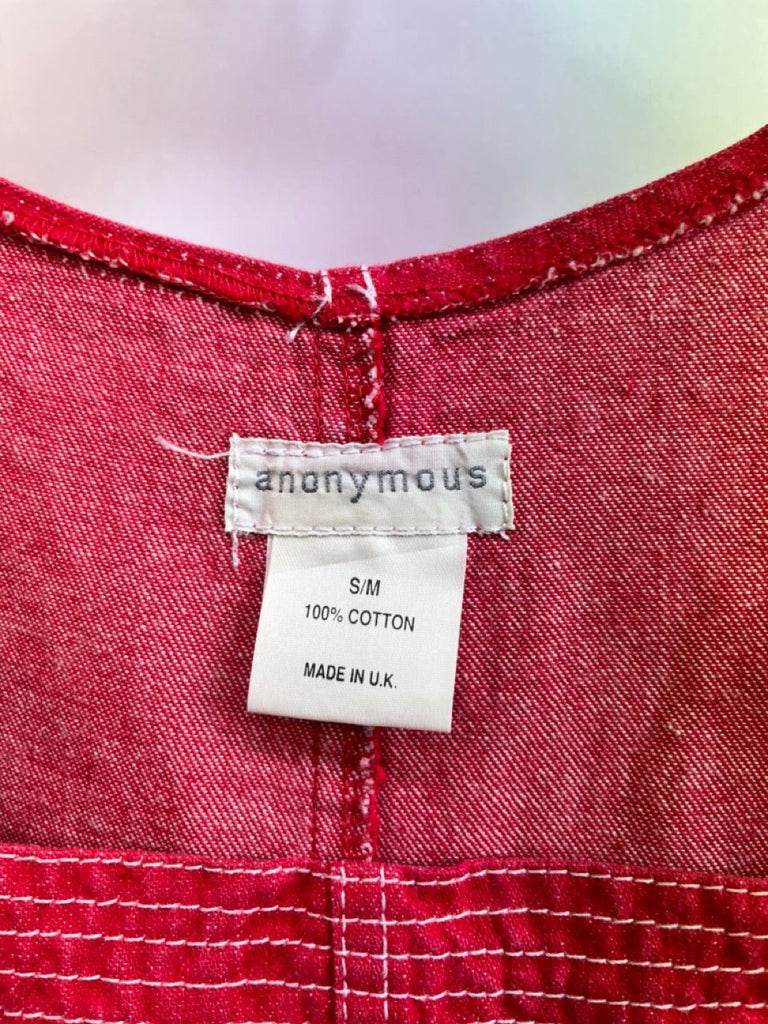 ANONYMOUS Red Dungaree Dress Size S/M - Spitalfields Crypt Trust