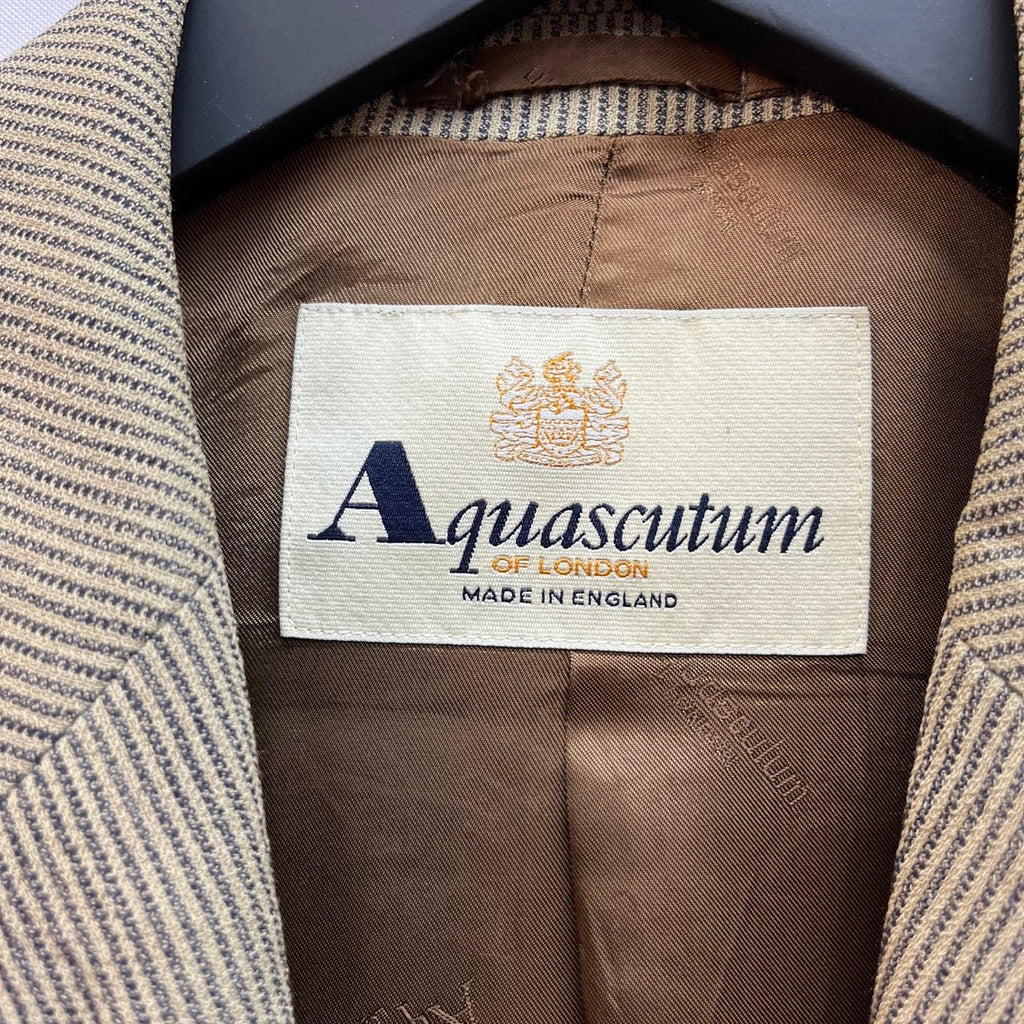 Aquascutum Beige, Navy Striped Single Breasted Jacket - Spitalfields Crypt Trust