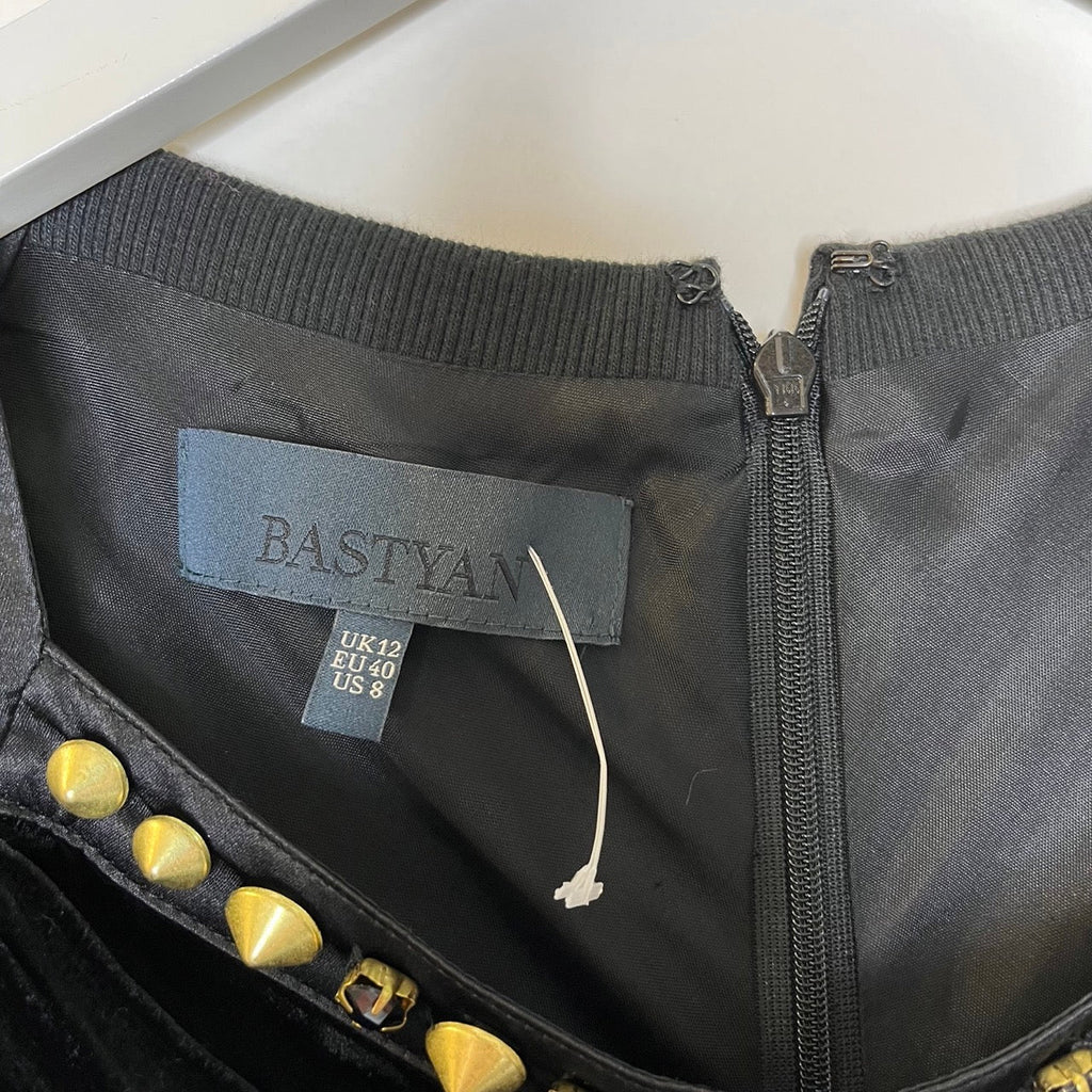 Bastyan Black Round Neck Pleated Details Sleeveless Dress Size UK 12 - Spitalfields Crypt Trust