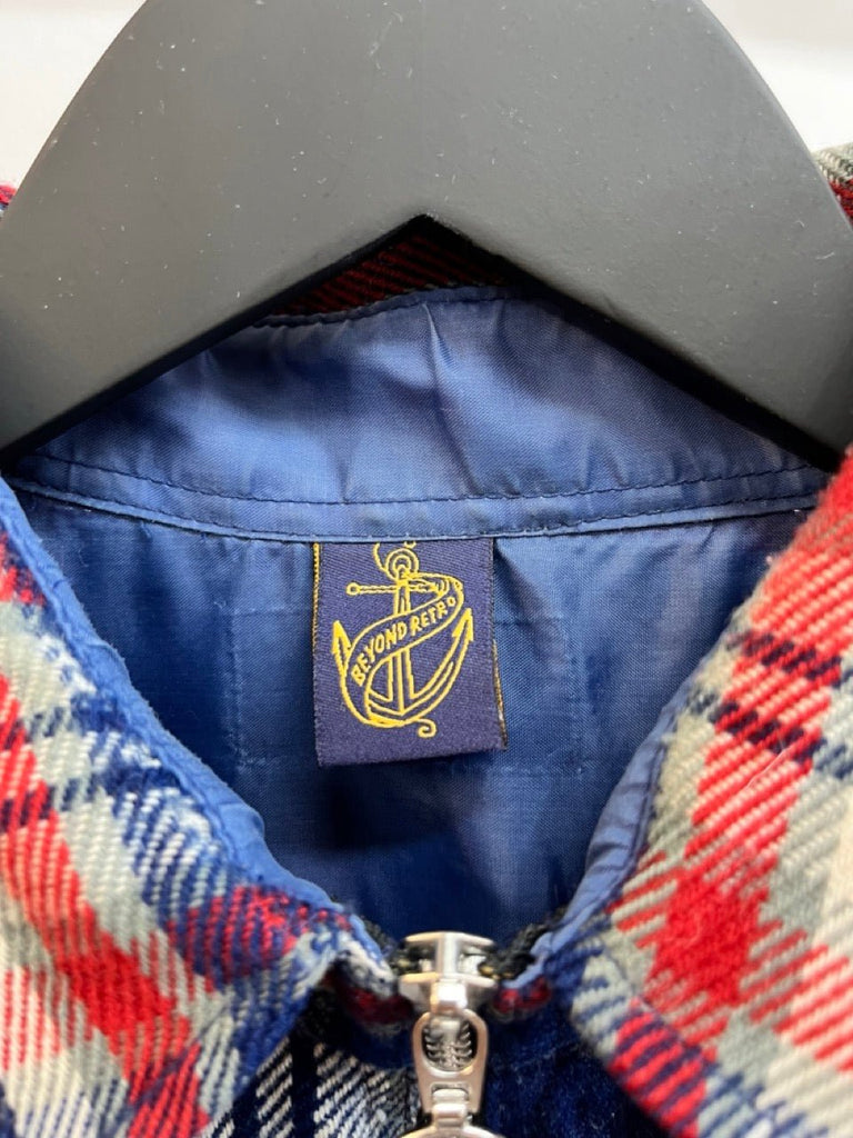 BEYOND RETRO Navy, Red, Cream Plaid Jacket Size L - Spitalfields Crypt Trust