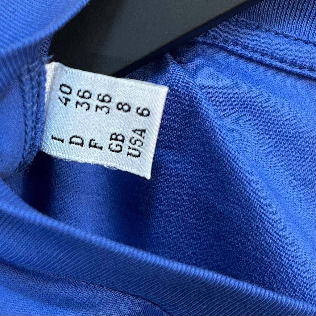 Boutique Moschino Blue Printed Asymmetric T-Shirt Size GB 8 - Spitalfields Crypt Trust