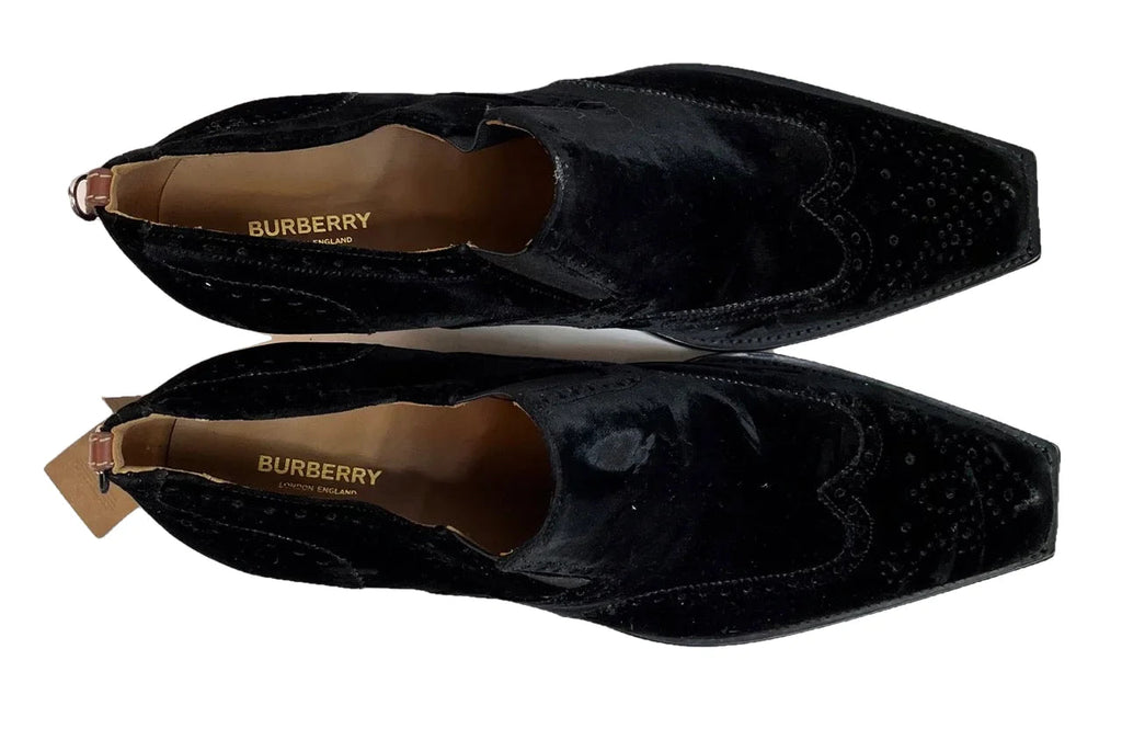 Burberry Black Velvet Leather Western Style Shoes Size 48 - Spitalfields Crypt Trust
