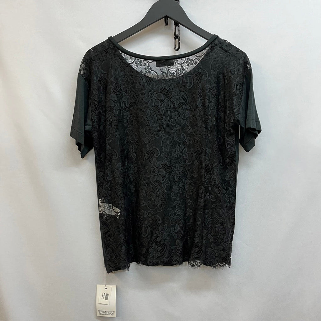By Malene Birger Black Lace Panel Back Short Sleeve Top Size XS - Spitalfields Crypt Trust