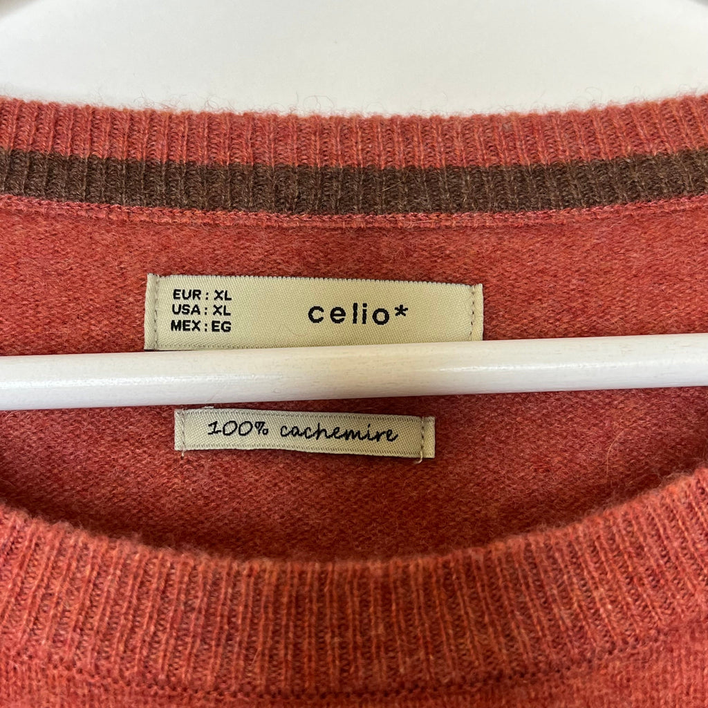 Celio 100% Rust Orange Cashmere Sweater Size XL - Spitalfields Crypt Trust