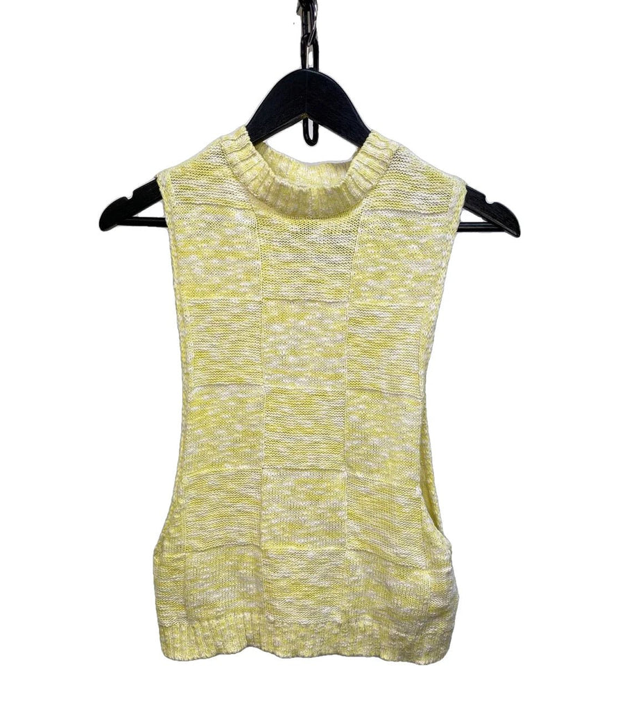 COLLUSION Yellow, White Square Knit Vest Size UK 8 - Spitalfields Crypt Trust