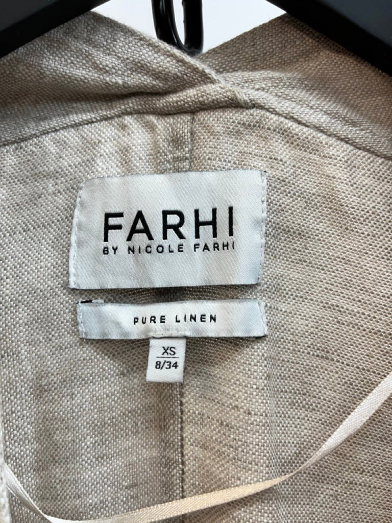 FARHI BY NICOLE FARHI Beige Linen Cardigan Size 8/34 - Spitalfields Crypt Trust