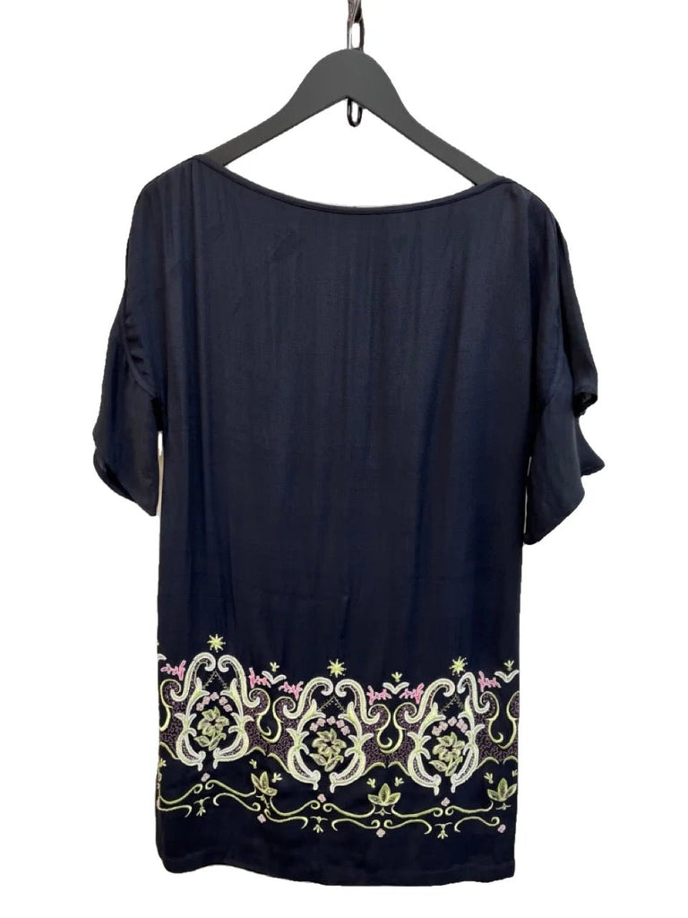 FRENCH CONNECTION Navy Embroidered Mini Dress Size UK 6 - Spitalfields Crypt Trust