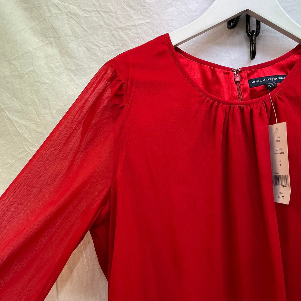 French Connection Red Chiffon Blouse BNWT Size UK 16 - Spitalfields Crypt Trust