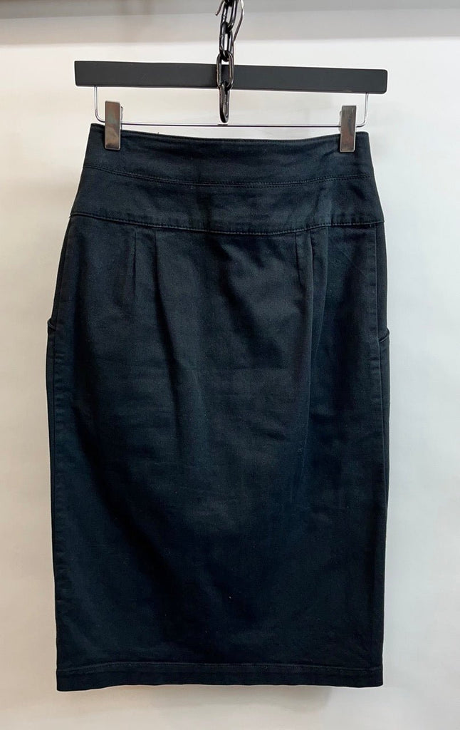 Ichi Black Button Up Pencil Skirt Size Small - Spitalfields Crypt Trust