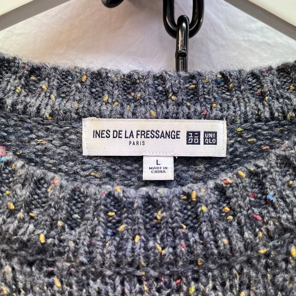 Ines De La Fressange X Uniqlo Grey, Multicoloured Round Neck Knitted Jumper Size L - Spitalfields Crypt Trust