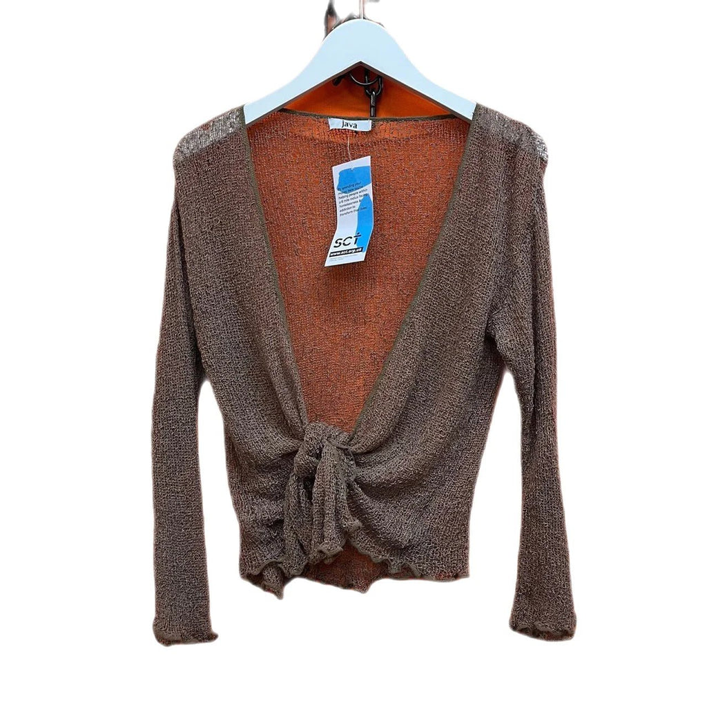 Java Brown Tie Front Knitted Cardigan Size One Size - Spitalfields Crypt Trust