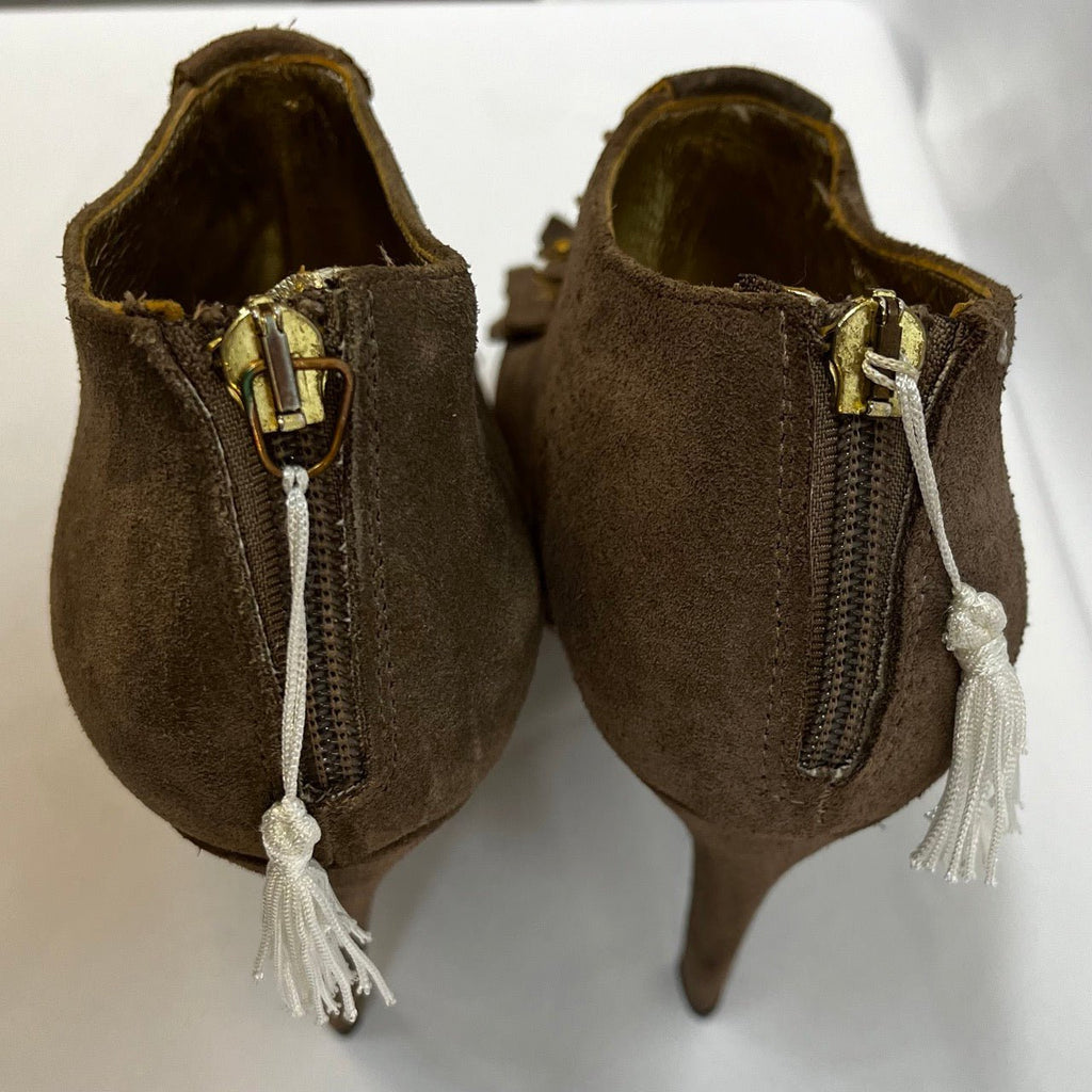 Just Cavalli Brown Suede Fringed Platform Heeled Ankle Boots Size EUR 38 - Spitalfields Crypt Trust