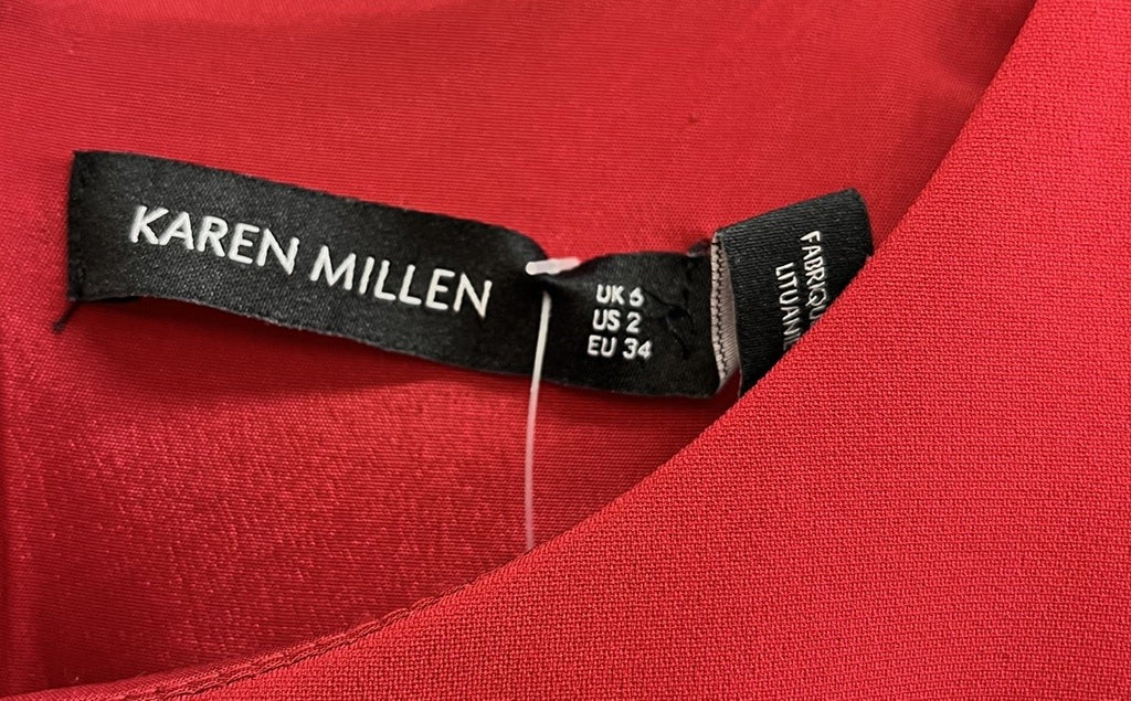 KAREN MILLEN Red Tie Belt Midi Dress Size UK 6 - Spitalfields Crypt Trust