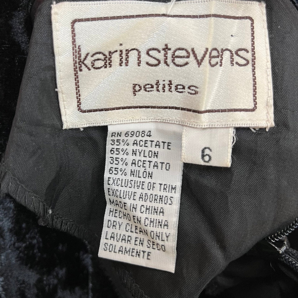 Karin Stevens Black Velvet Mini Dress Size 6 - Spitalfields Crypt Trust