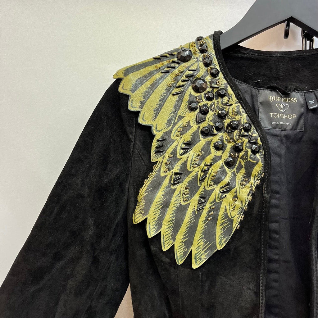 Kate Moss & Topshop Black Suede Wing Jacket Size UK 8 - Spitalfields Crypt Trust