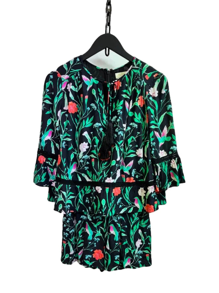 KATE SPADE Green, Black, Multicolour Boho Floral Playsuit Size 2 - Spitalfields Crypt Trust
