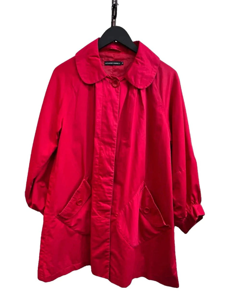 Katharine Hamnett Raspberry Red Trench Coat Size Medium - Spitalfields Crypt Trust