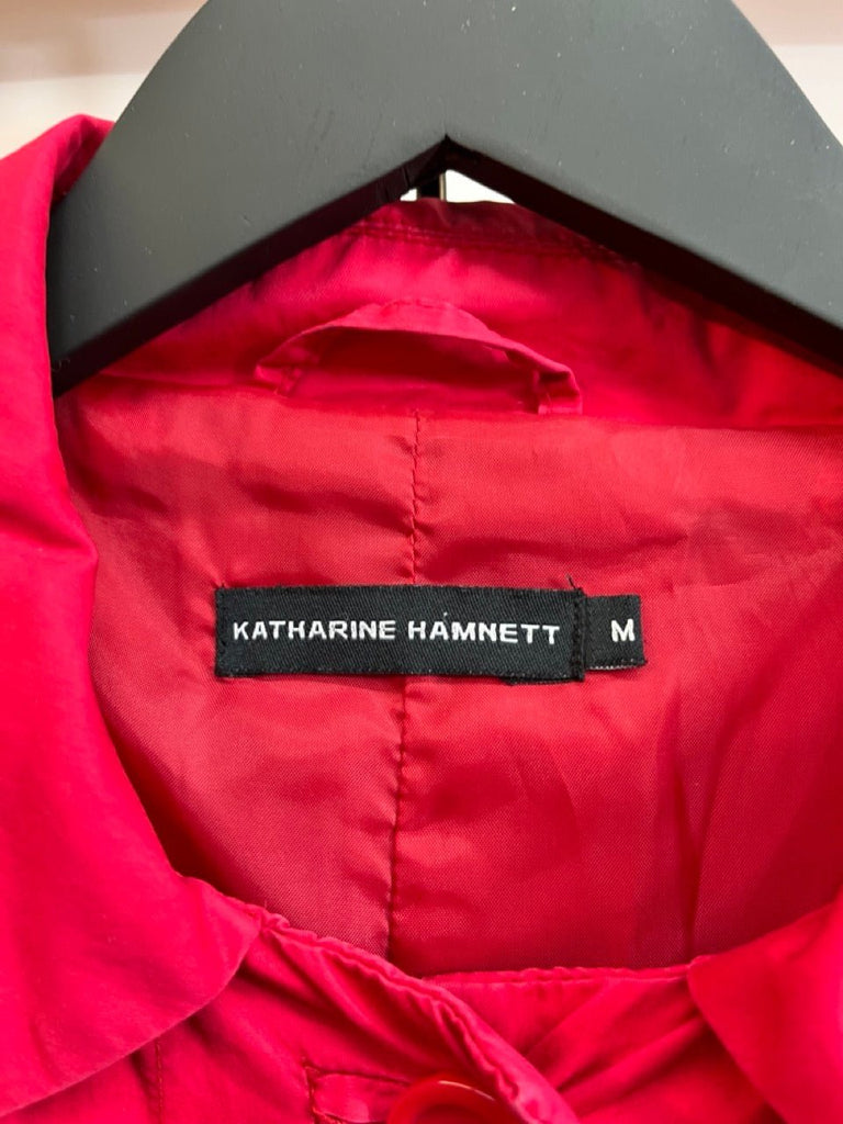 Katharine Hamnett Raspberry Red Trench Coat Size Medium - Spitalfields Crypt Trust