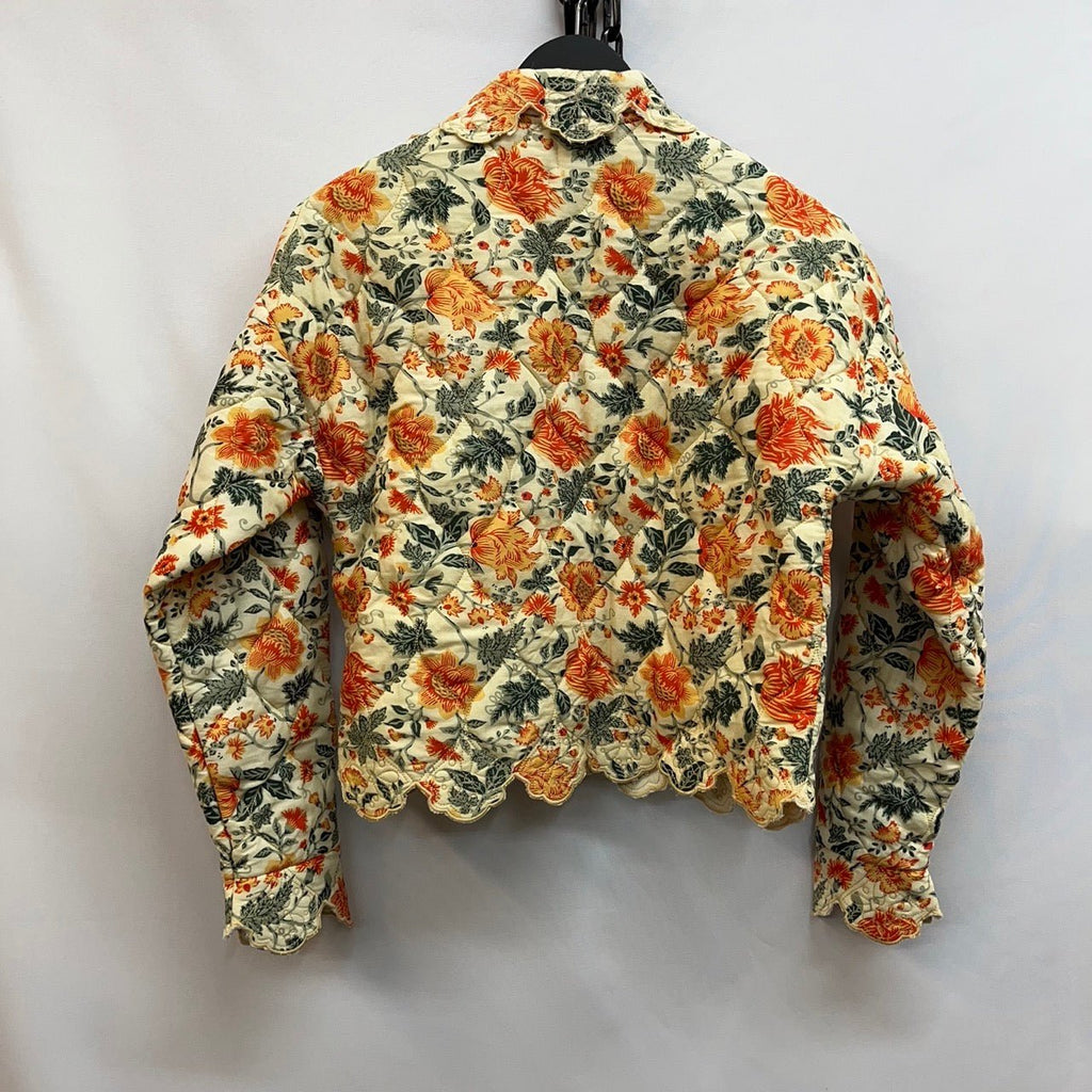 Laura Ashley & Urban Outfitters Beige, Orange, Green Floral Print Quilted Jacket Size XS - Spitalfields Crypt Trust