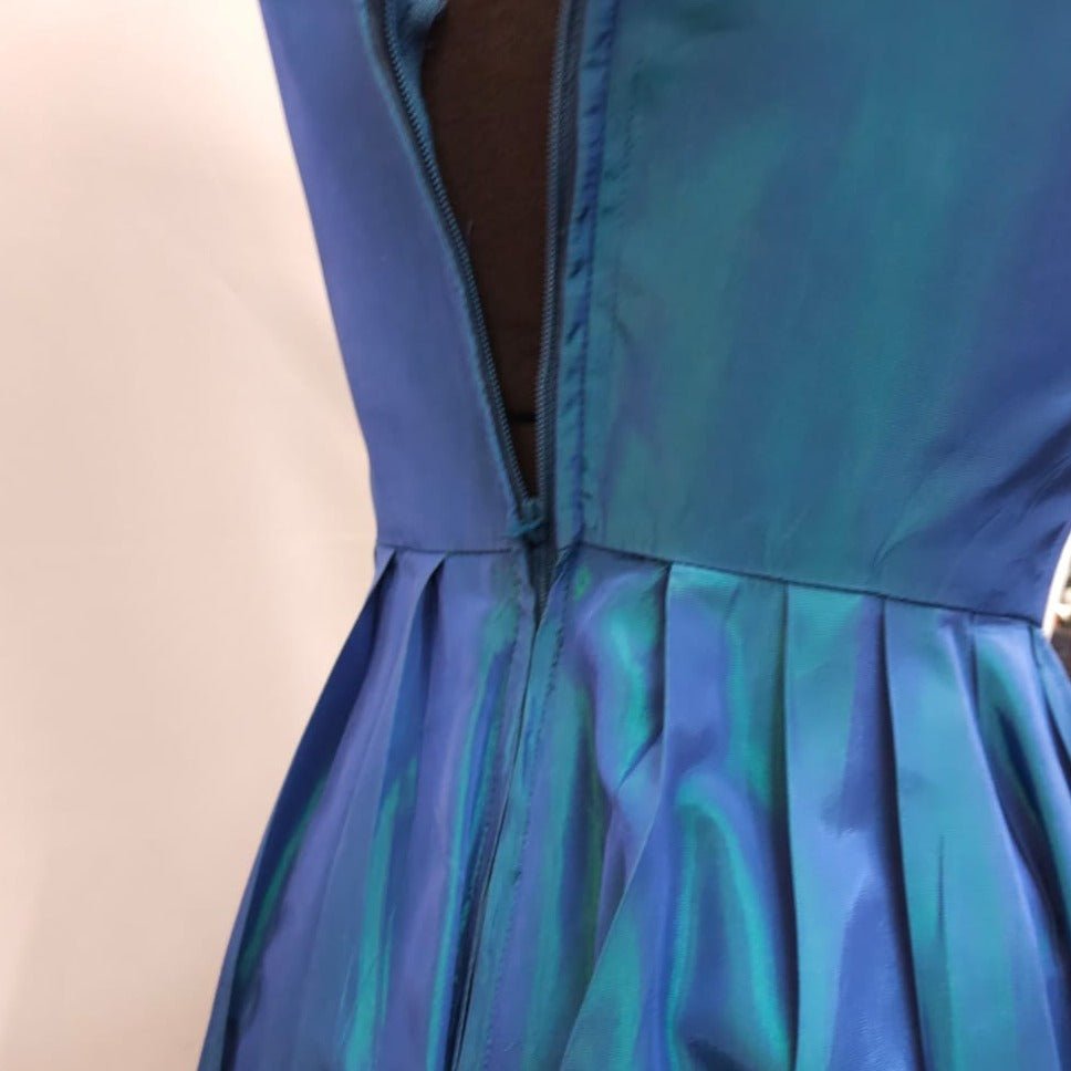 Laura Ashley Vintage Iridescent Blue Party Tea Dress Size 8 - Spitalfields Crypt Trust