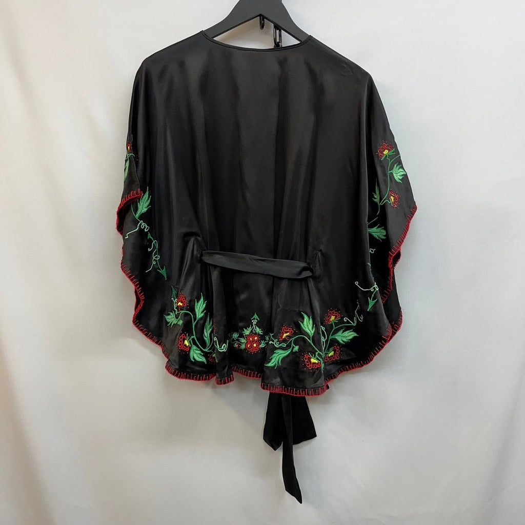 Laura Lee's Label Black, Multicoloured Mexican Style Embroidered Top - Spitalfields Crypt Trust