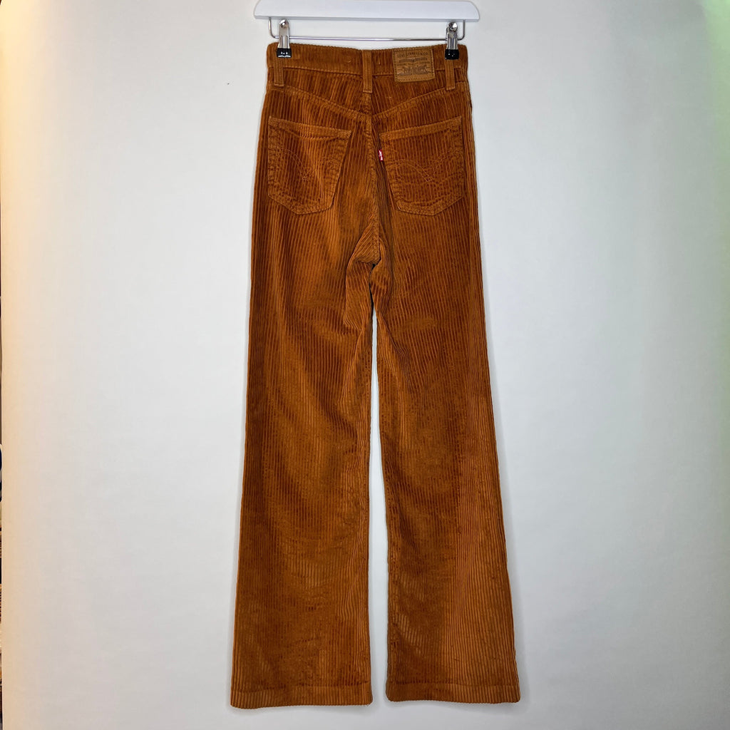 Levi's Tan Corduroy Ribcage Wide Leg Jeans W23 L32 - Spitalfields Crypt Trust