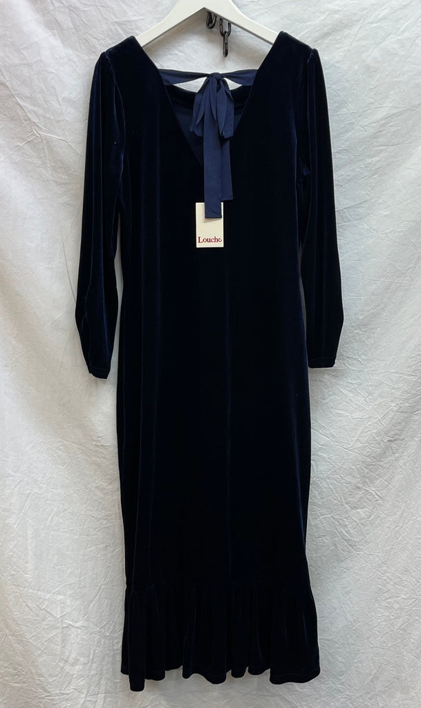 Louche Navy Patricia Velvet Dress BNWT Size 14 - Spitalfields Crypt Trust