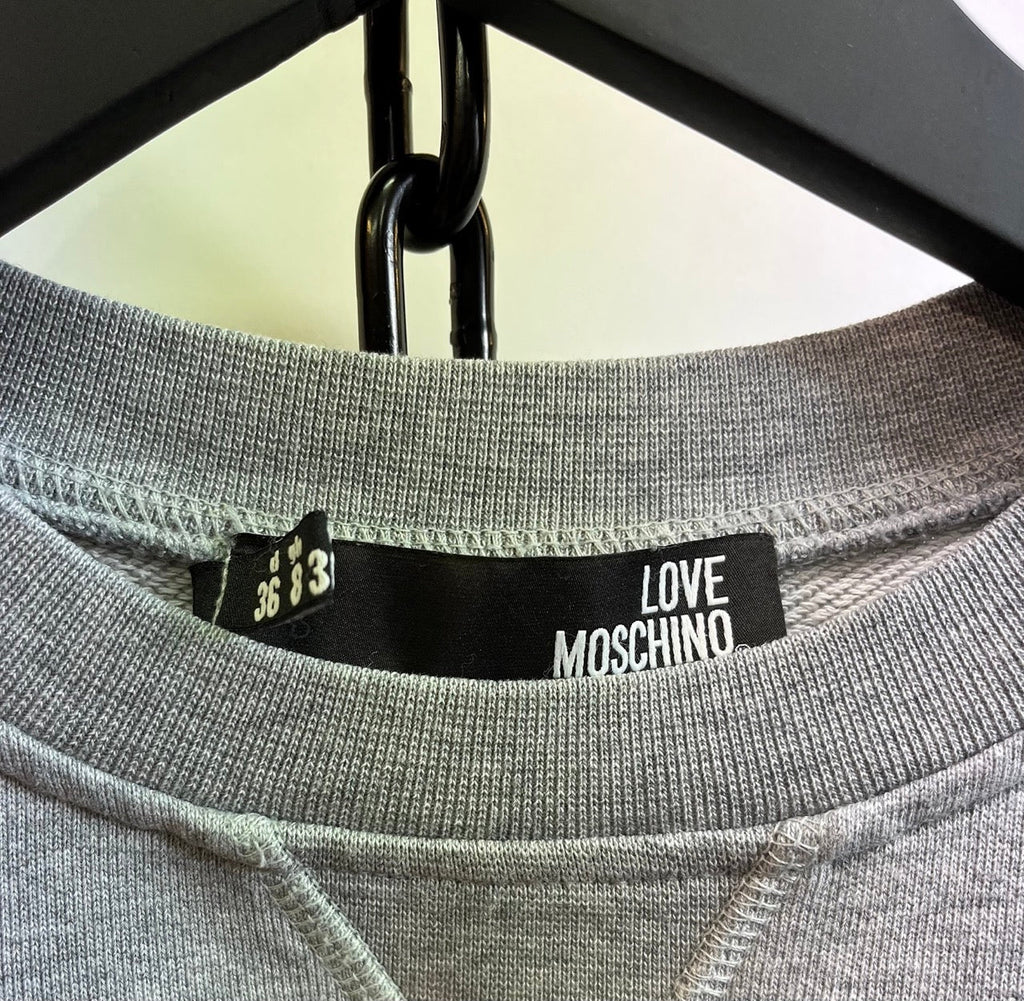 LOVE MOSCHINO Grey, Black Patches Sweatshirt Size GB 8 - Spitalfields Crypt Trust