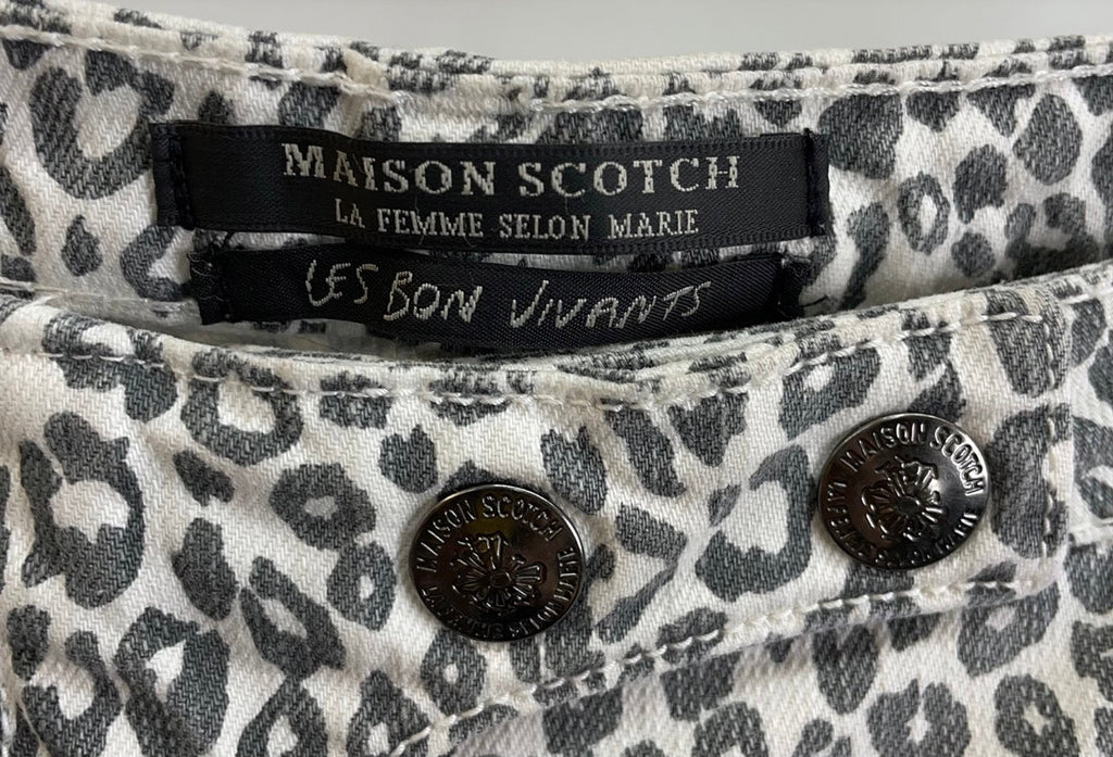 MAISON SCOTCH White, Black, Pink Leopard Print Jeans Size W 31 L Regular - Spitalfields Crypt Trust